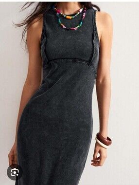 Effortless Edge Mineral-Wash Ribbed Maxi Dress Open Back